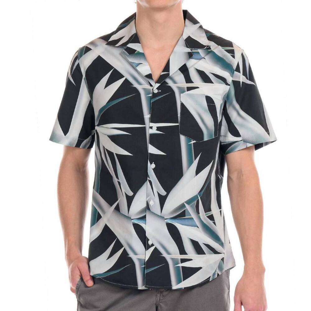 NEW ORIGINAL PAPERBACKS florence floral short sleeve shirt in black/grey